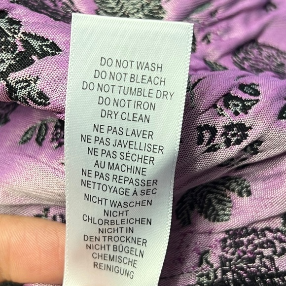 Adrianna Papell Dress Black Pink Floral Ruched‎ Embroidered Cocktail Shimmer 6 - Picture 13 of 14